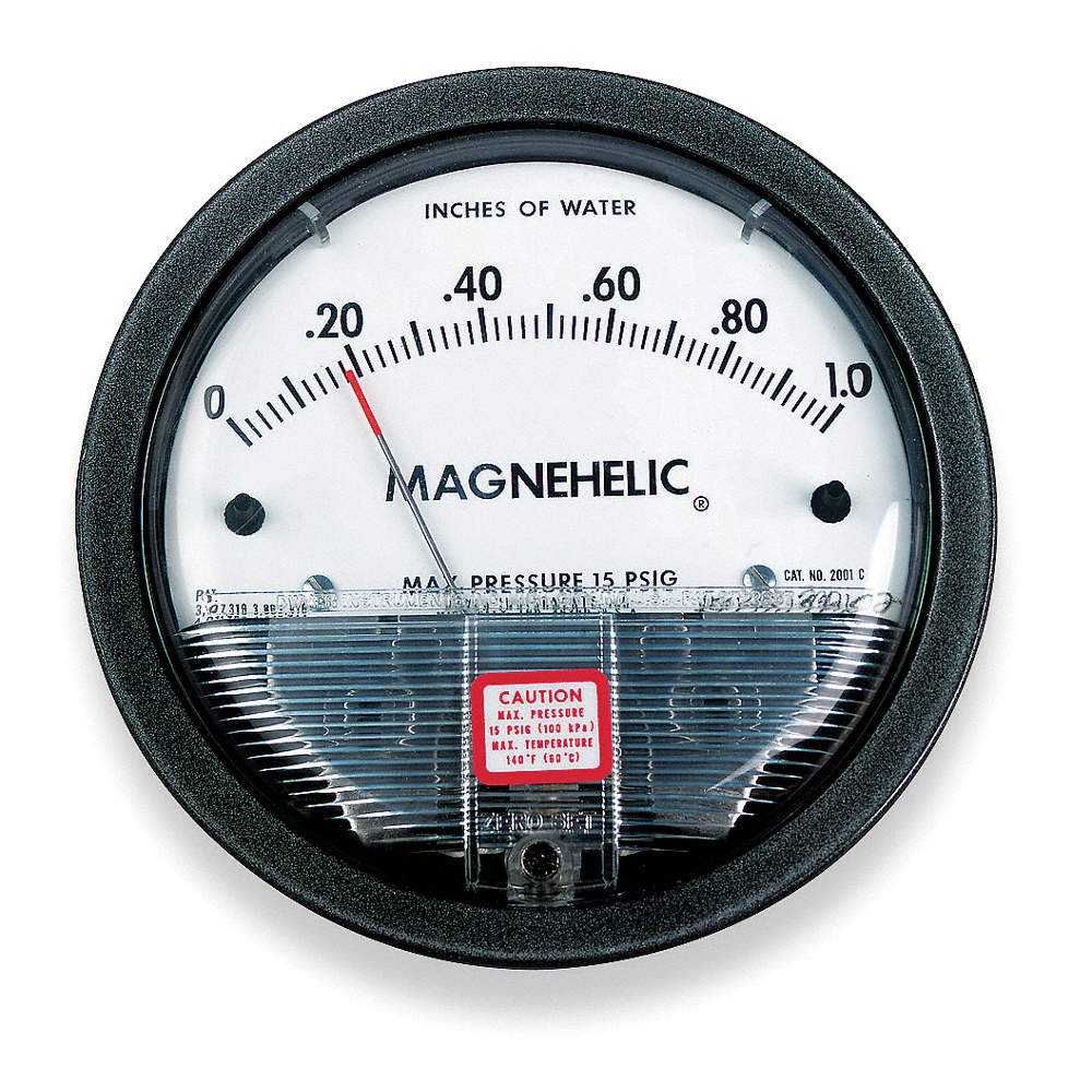 DWYER 2100 Pressure Gauge,0 to 100 In H2O 3T322