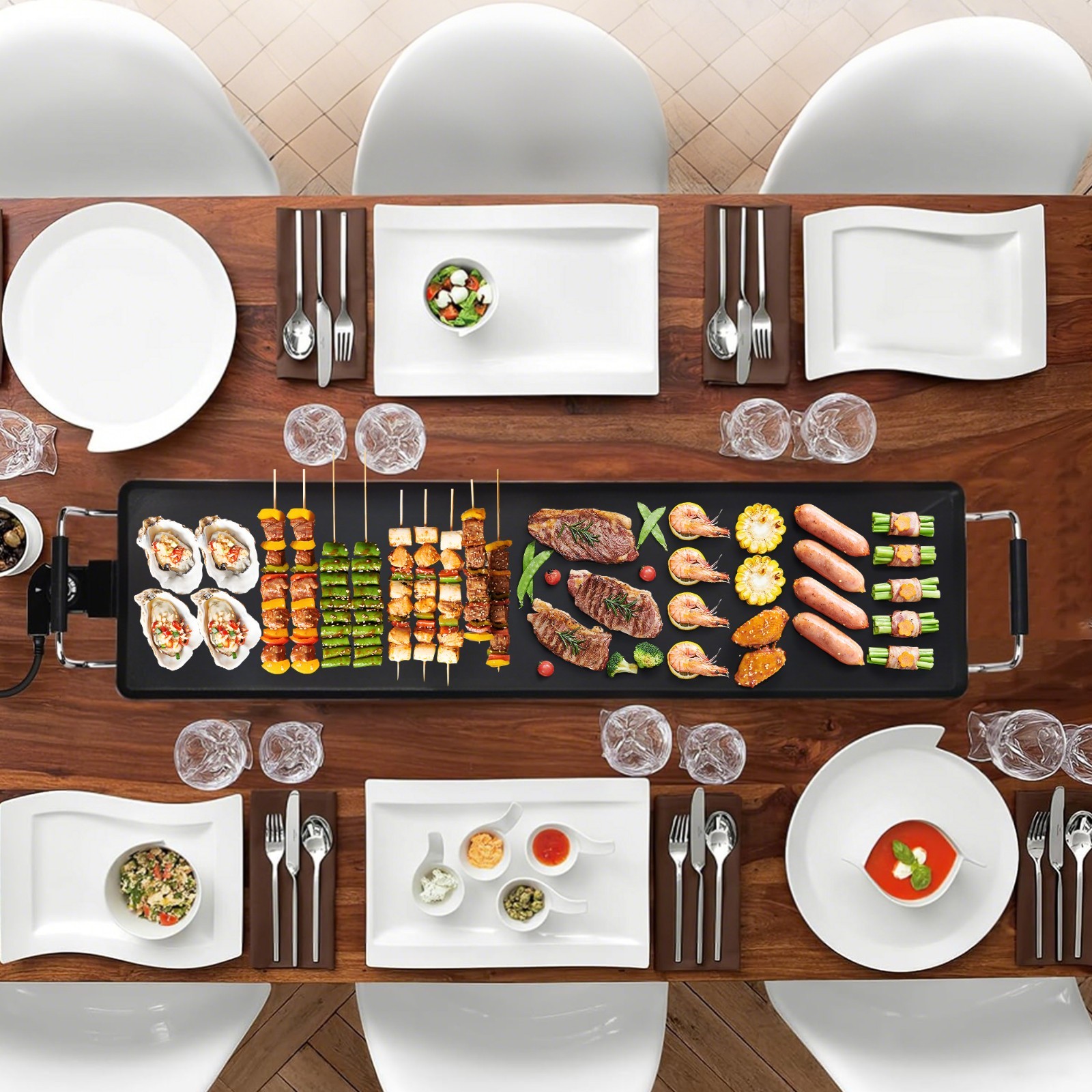 AORAN 35in Electric Teppanyaki Griddle 2000W FreeShip No Import Fee