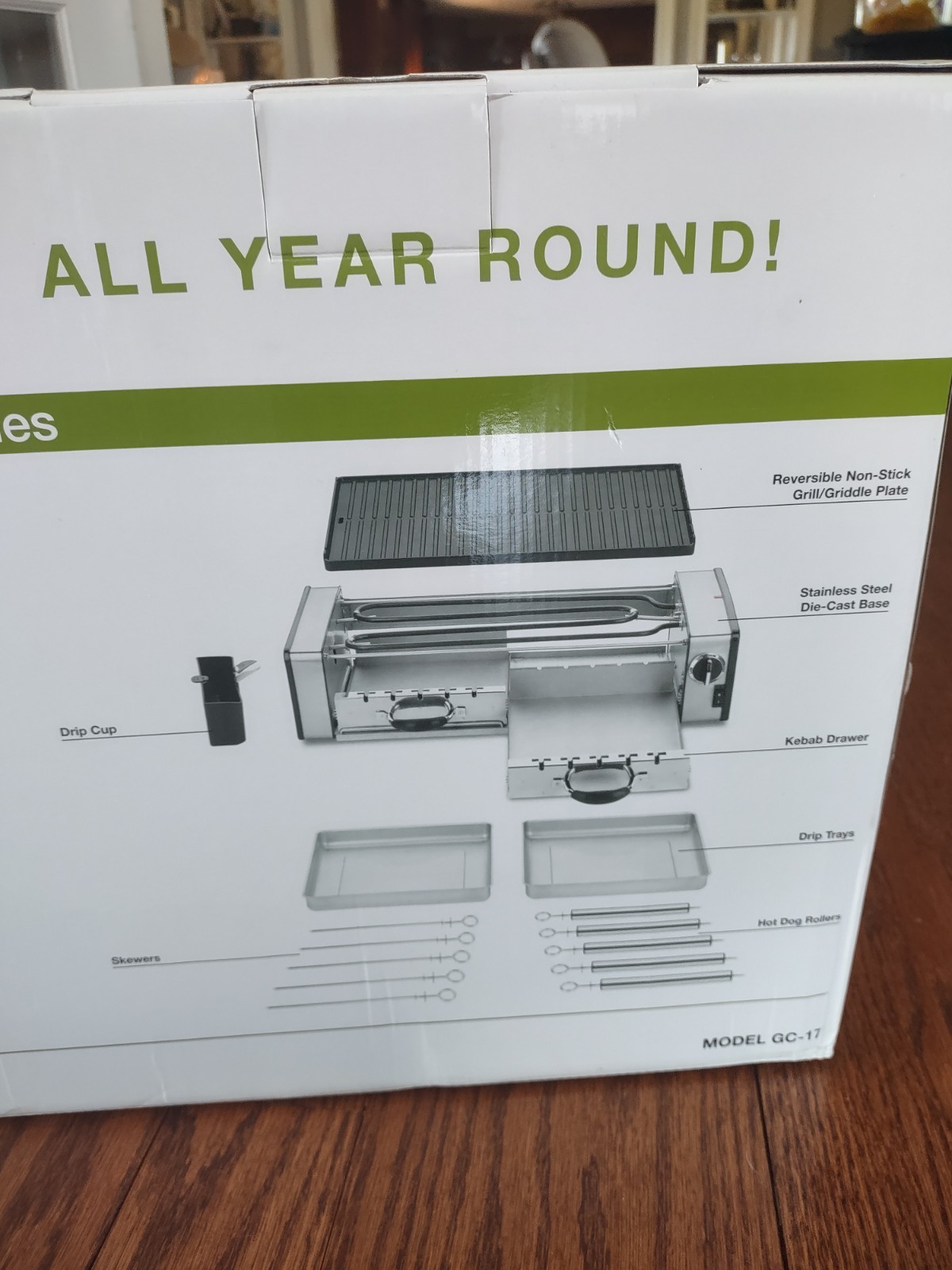Cuisinart GC 17 Griddler Grill Centro 2 Tier Griddle Hot Dog Roller Skewers