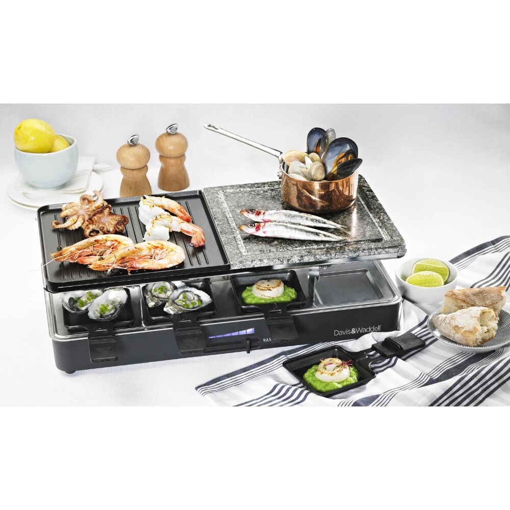 Davis & Waddell Electric Raclette Party Grill | 8 Person Black