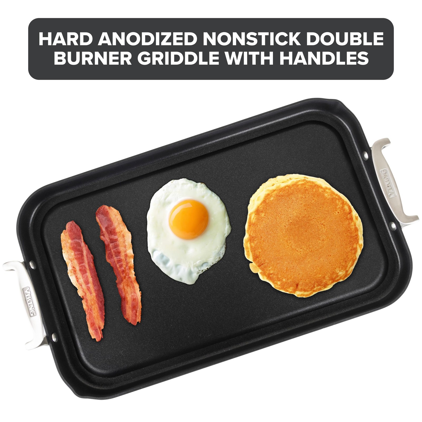 Nonstick Double Burner Griddle, 19 x 11 Inch Hard Anodized Kitchen Grill Pan …