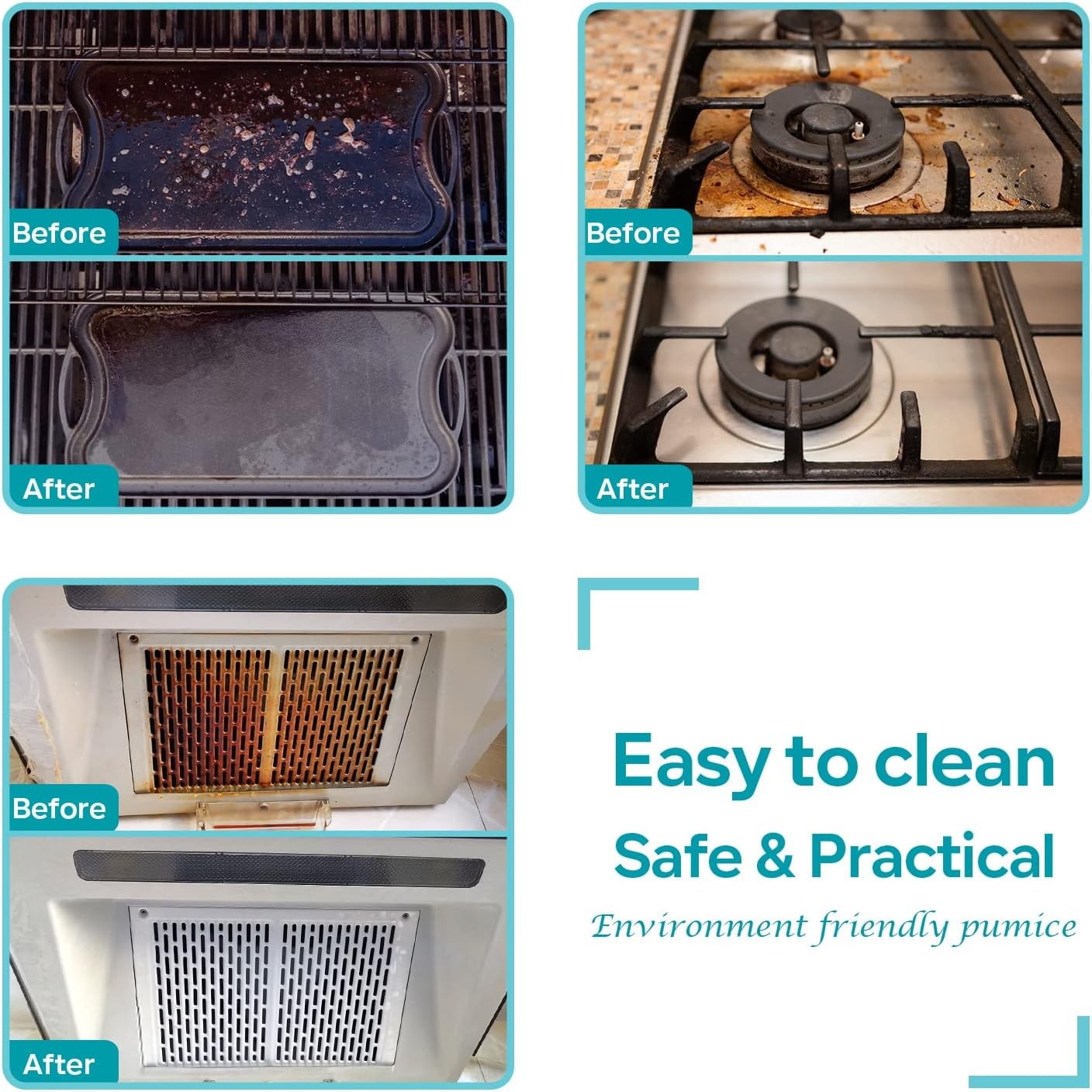 HaSteeL Grill Cleaning Brick, Griddle Pumice Stone for Removing Stains Gray