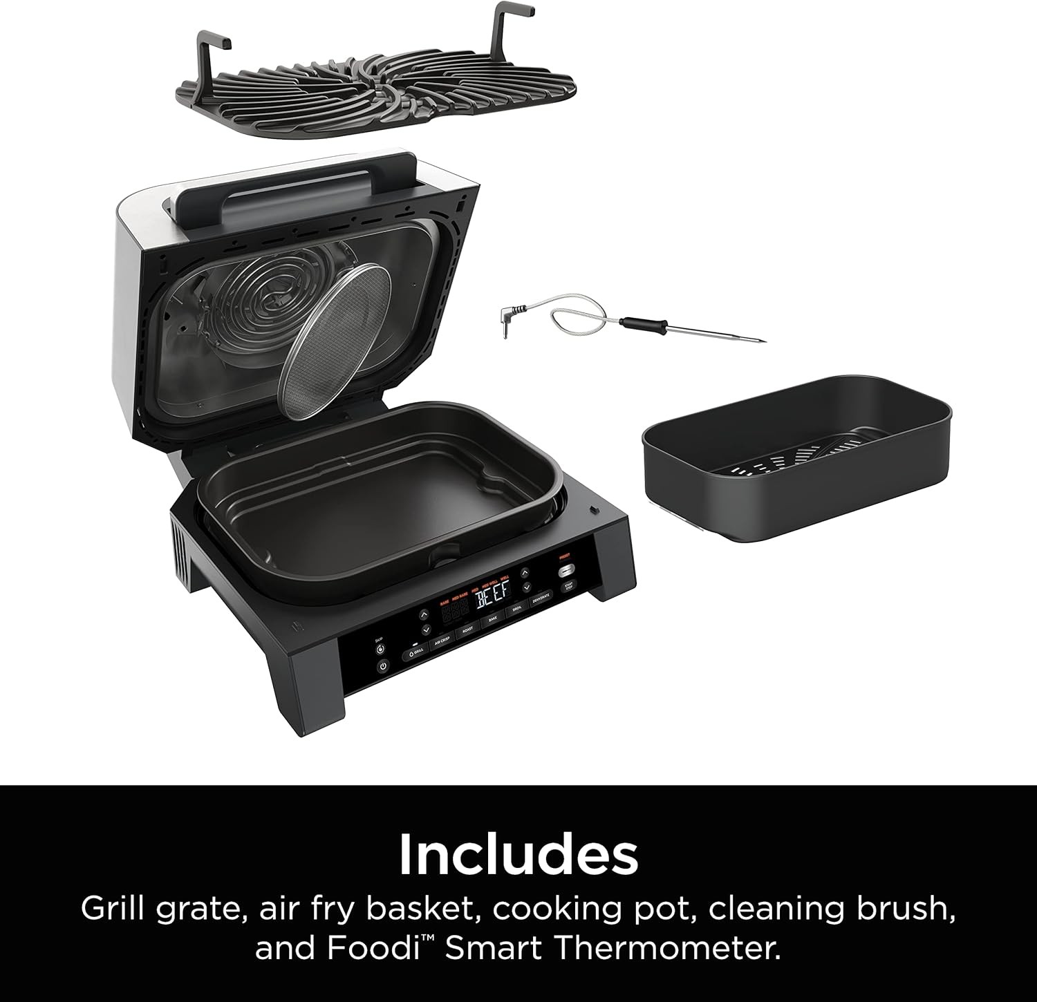Ninja DG551 Foodi Smart XL 1760W 6-in-1 Indoor Grill Machine – Black/Silver
