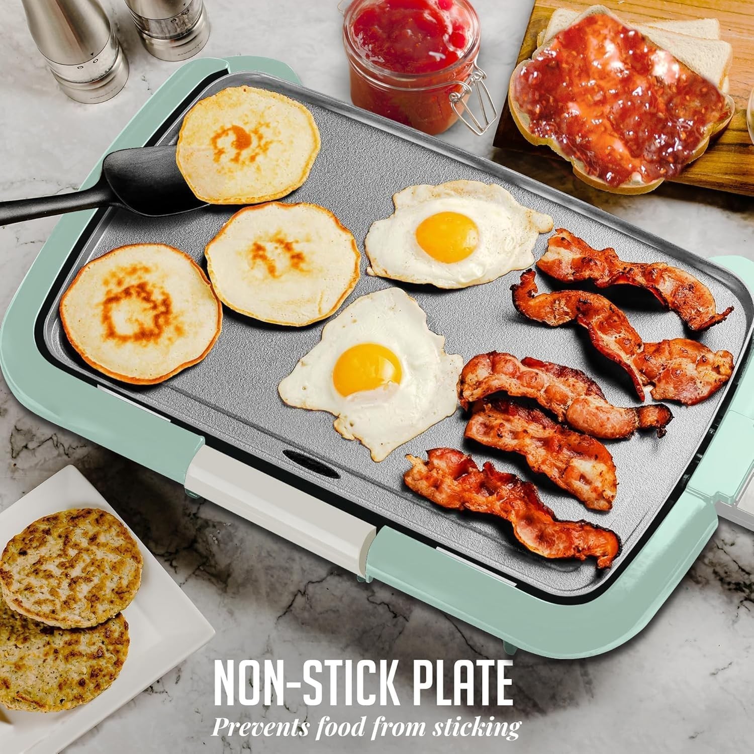 Electric Griddle with 16 x 10 Inch Flat Non-Stick Cooking Surface, Removable and