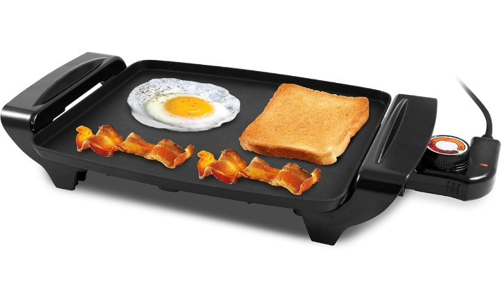 Plancha Eléctrica 10.5×8.5″ Antiadherente con Termostato Ajustable y Asas Frías
