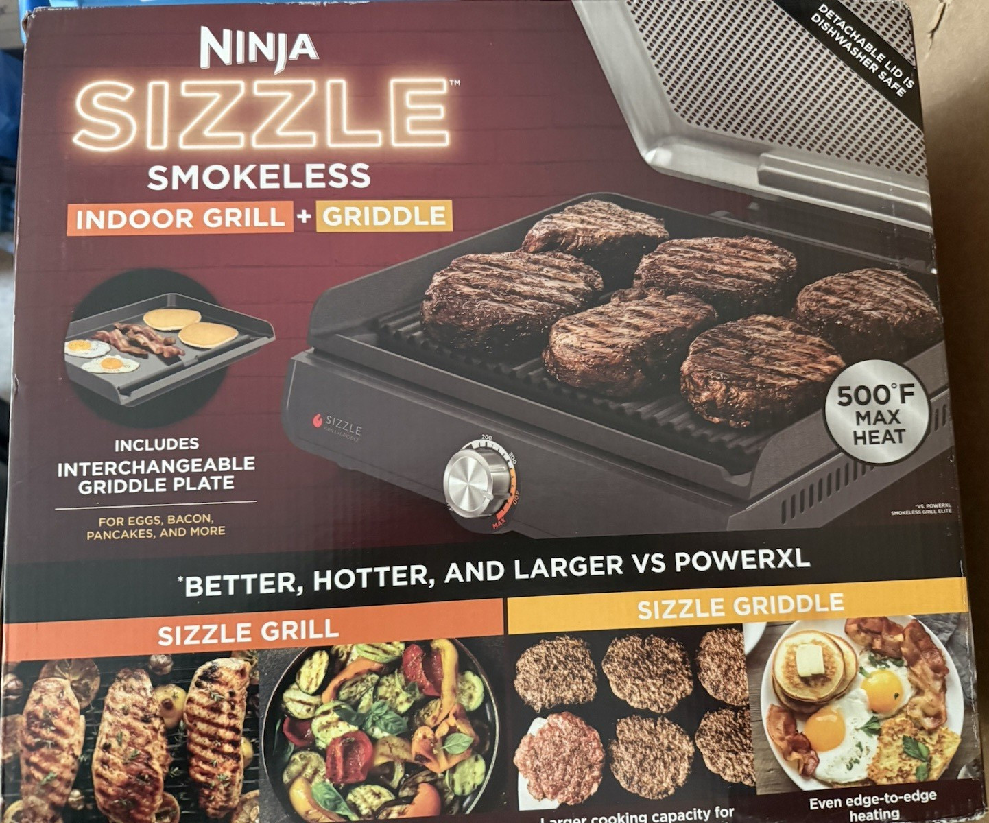 Ninja Sizzle Smokeless Indoor Grill & Griddle, Interchangeable Plates