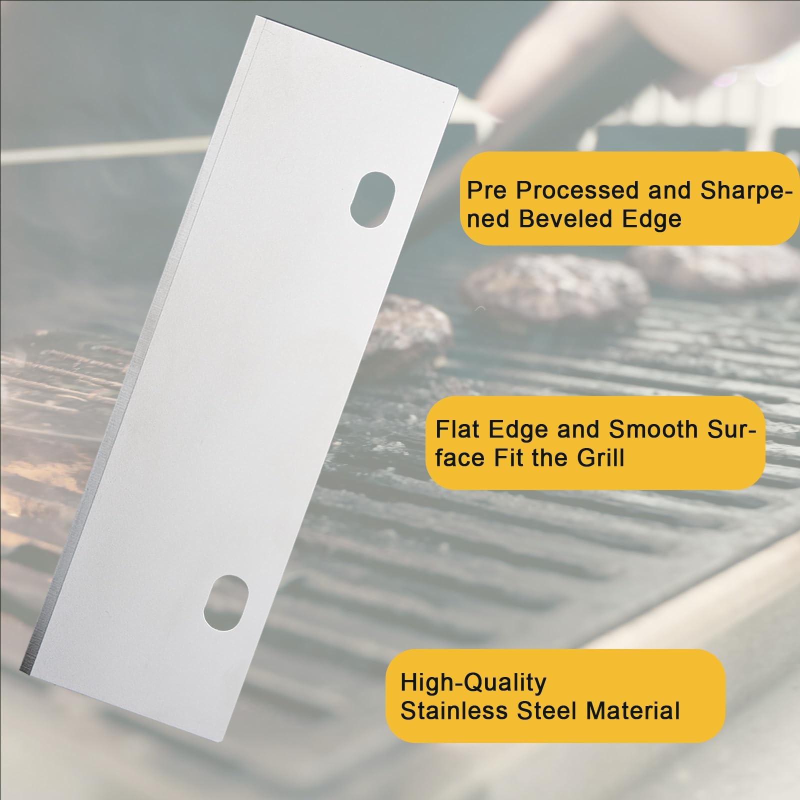 SEP SHIZHI 6 Pcs Grill Scraper Replacement Blade, 6 inch Stainless Silvery