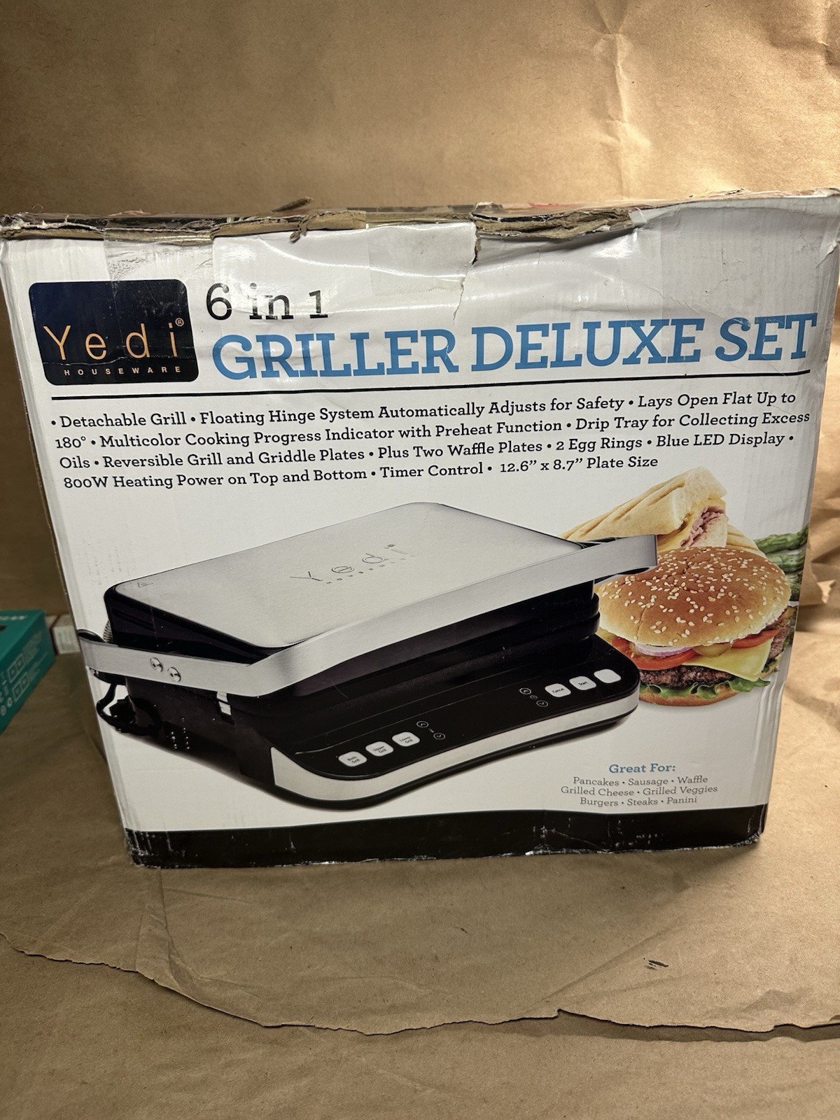 Yedi 6-in-1 Digital Grill & Waffle Maker with Deluxe Accessories