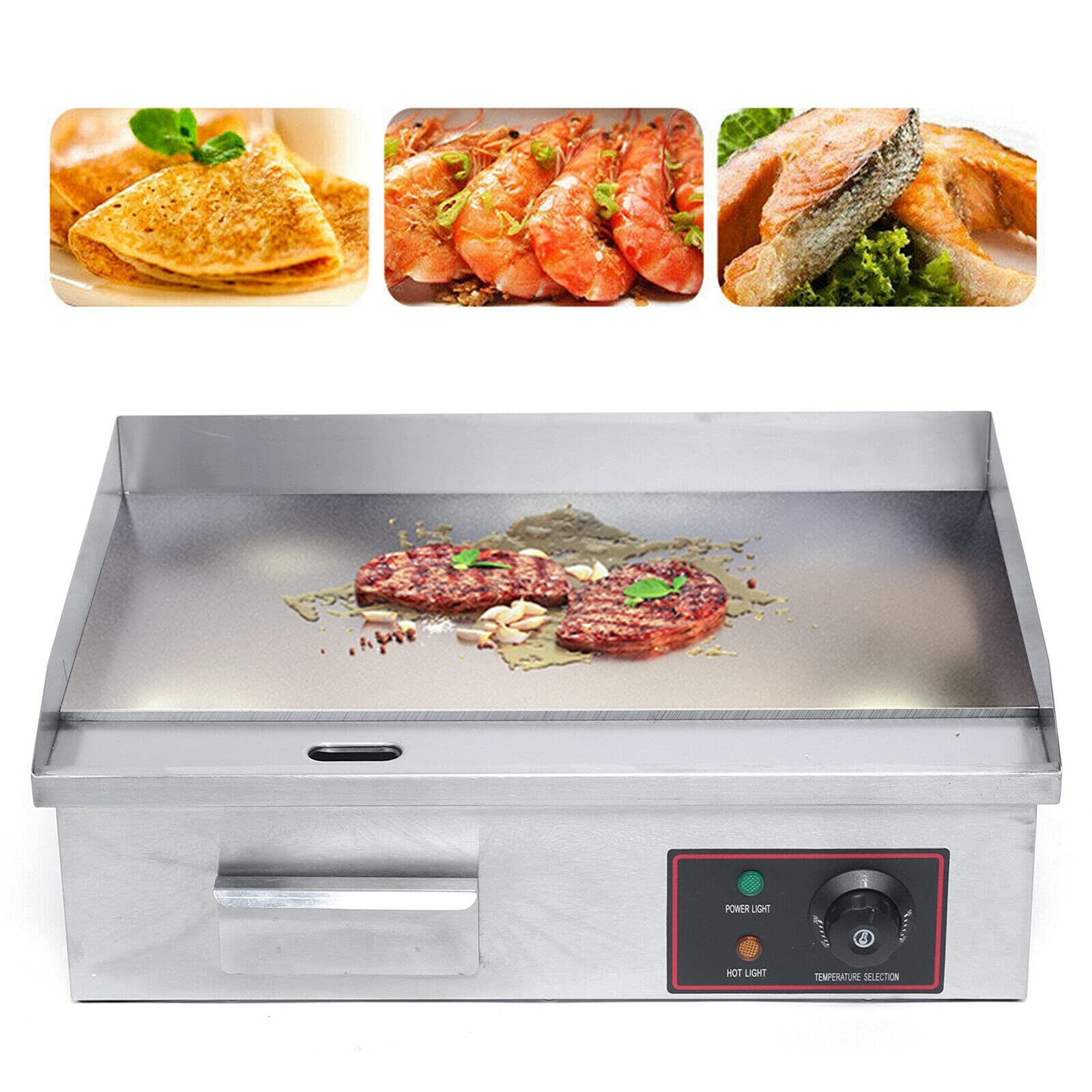 22″ Commercial Electric Griddle Flat Top Grill Hot Plate BBQ Countertop 1.6kw