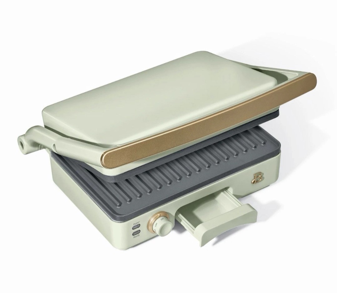 Beautiful Drew Barrymore 2 in 1 Panini Press & Indoor Grill Sage Green