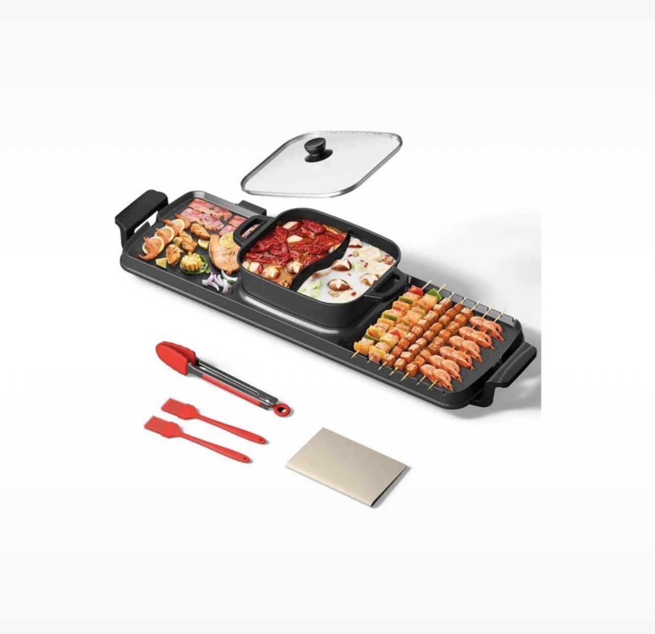 2-in-1 Electric Smokeless Indoor Grill & Griddle Nonstick 1300W 29in Black