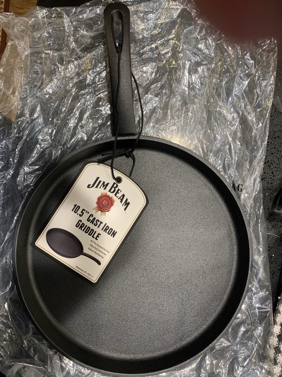 JIM BEAM CAST IRON GRIDDLE 16″ X 10.5″ X 1″ HEAVY DUTY PRE-SEASONED NEW