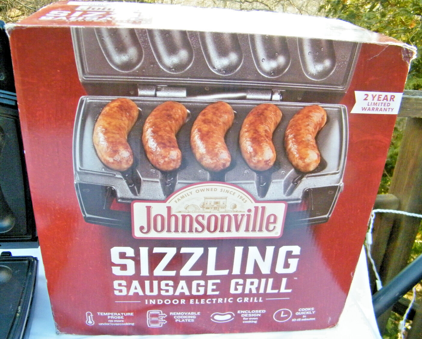 Johnsonville Sizzling Sausage Indoor Electric Grill BTG0498 Tested Works No Tray