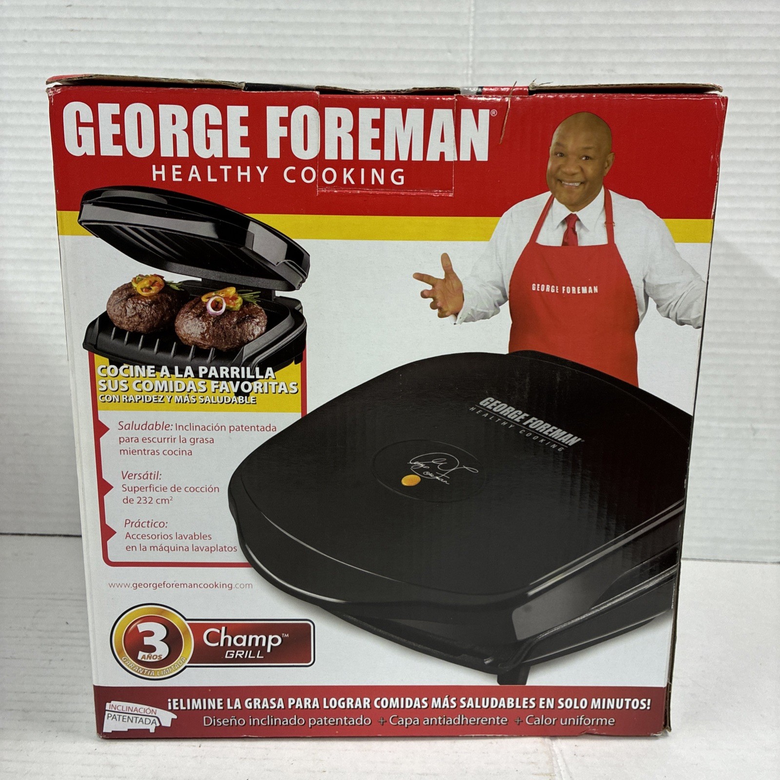George Foreman Compact 2 Serving Grill Black GR10B New In Box