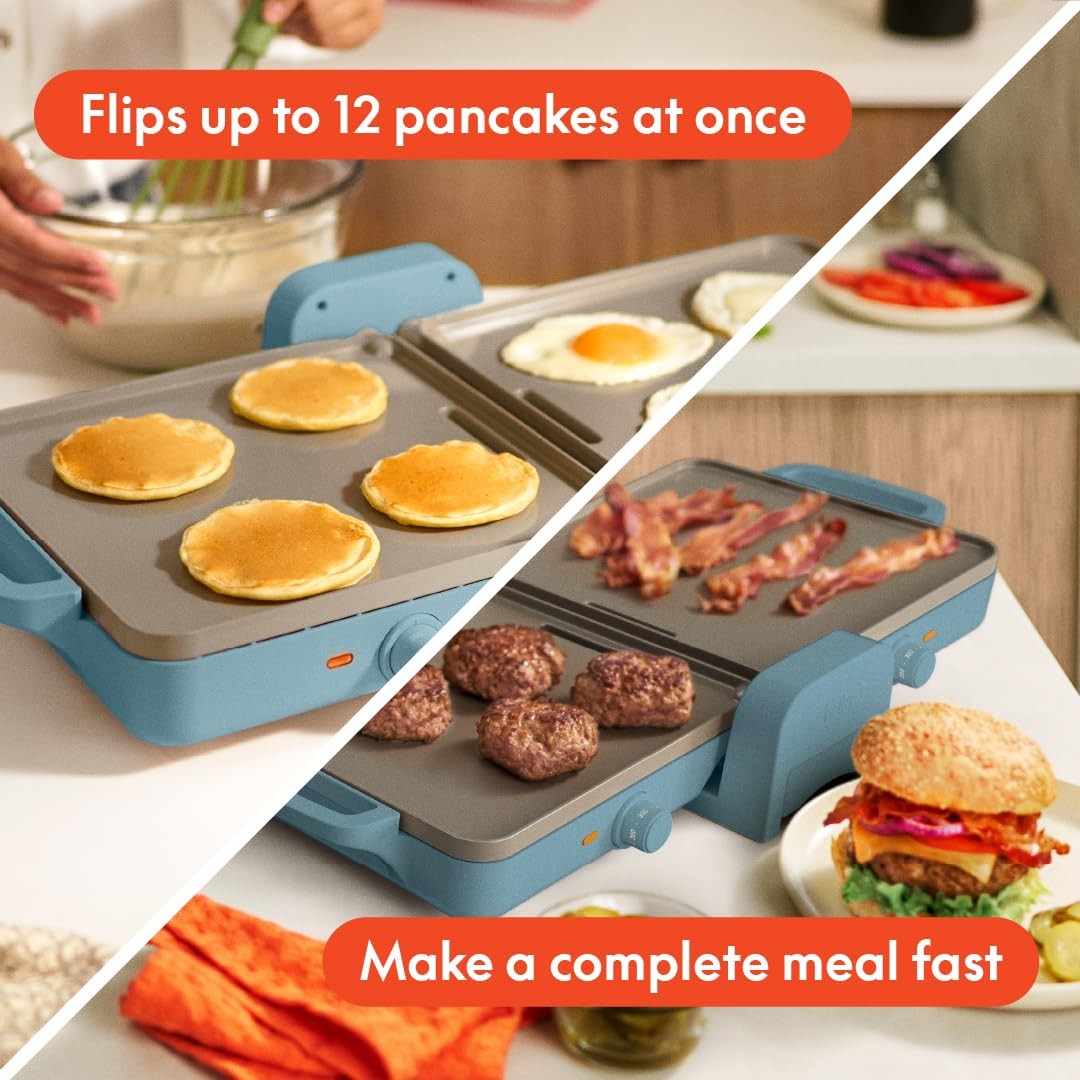 Bella Fold And Store Dual Temp Griddle Compact Nonstick Kitchen Appliance