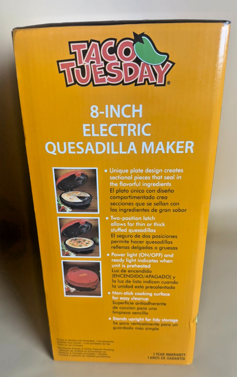 TACO TUESDAY 8-Inch Electric Quesadilla Maker Brand New & Sealed