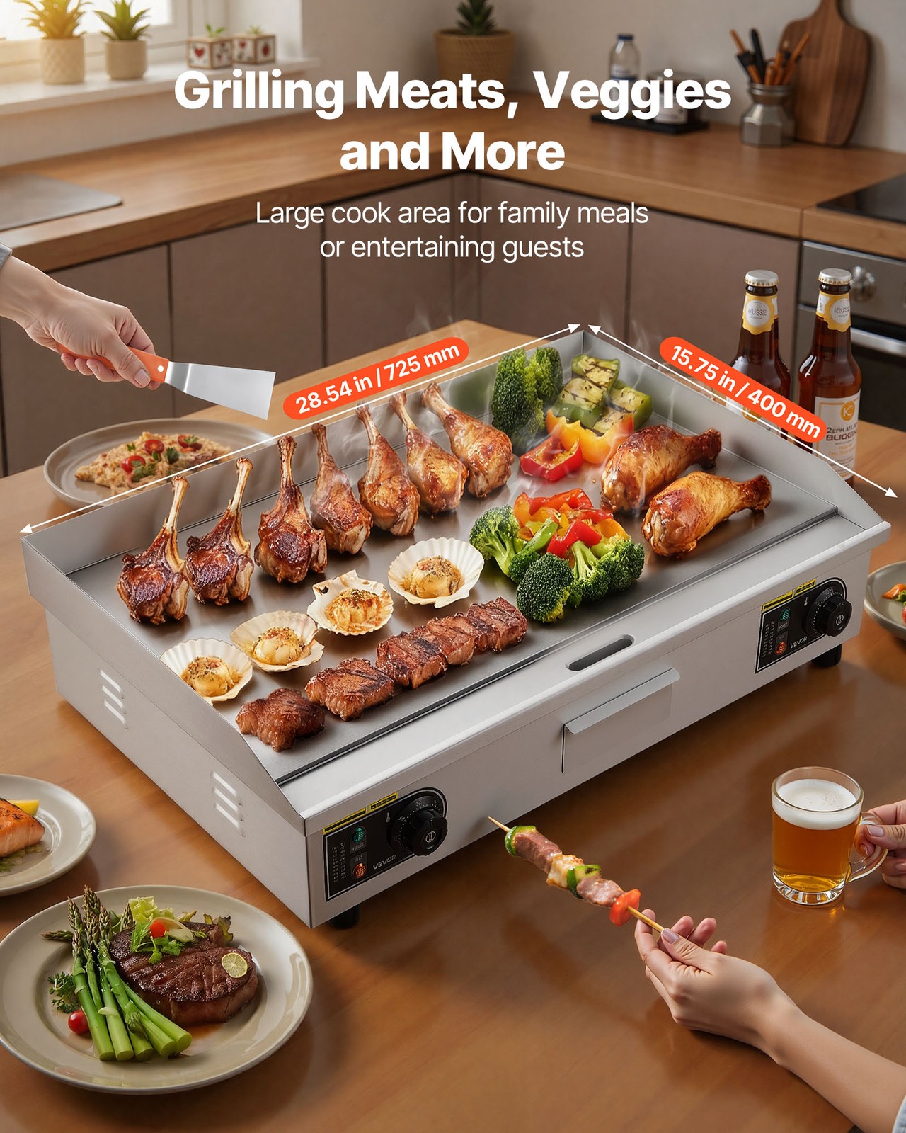 VEVOR 30″ Commercial Electric Griddle Full Flat Top Grill 2800W(NO PLUG)