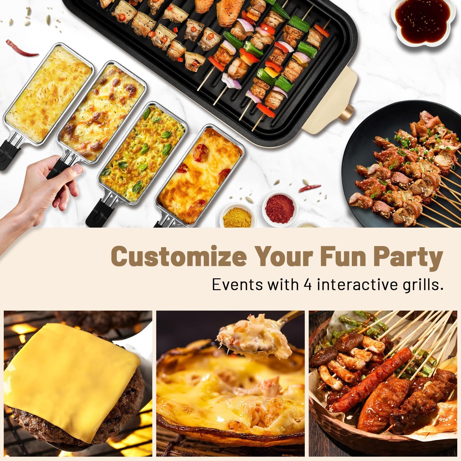 2-in-1 Electric Indoor Grill & Griddle for Kitchen, Non-Stick Cooking Surface
