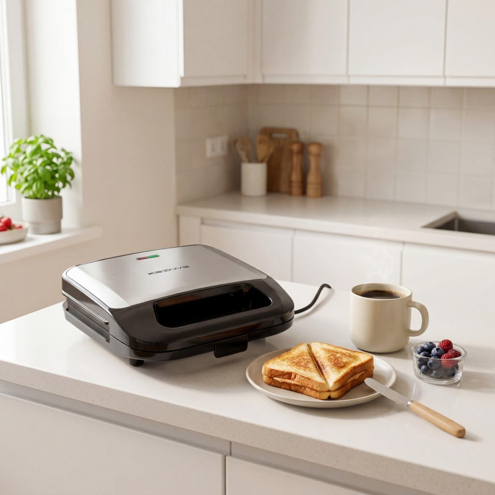 3-in-1 Sandwich Maker, Waffle Maker & Panini Press – 800W Electric Breakfast Mac