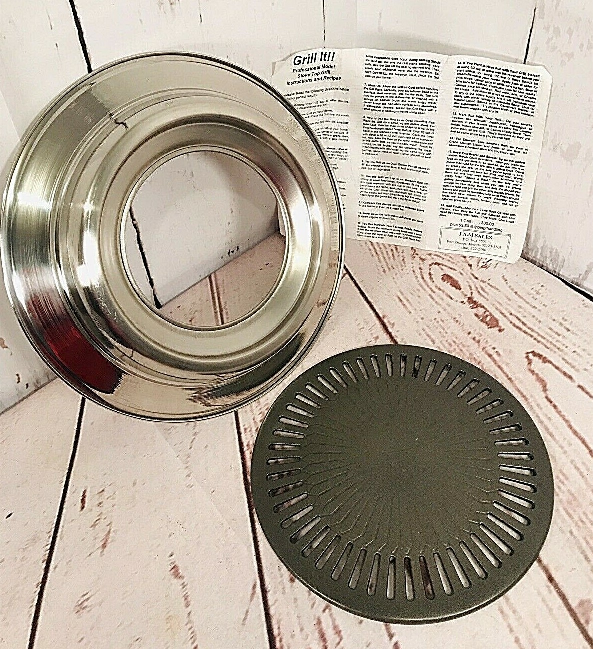 Smokeless “Grill It” Stove Top Indoor Grill Compact Kitchen Cooking Silver 614A2