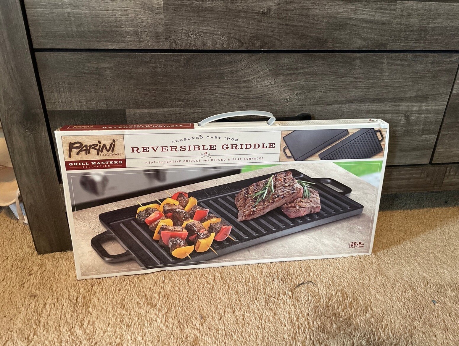 Parini Reversible Grill/Griddle 16.75 X 9.5 Inch NEW In Box