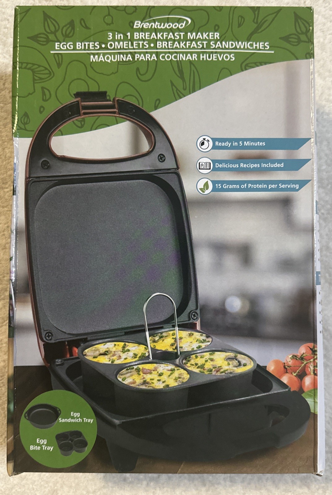 Brentwood 3 In 1 Breakfast Maker For Egg Bites, Omelettes, Breakfast Sandwiches