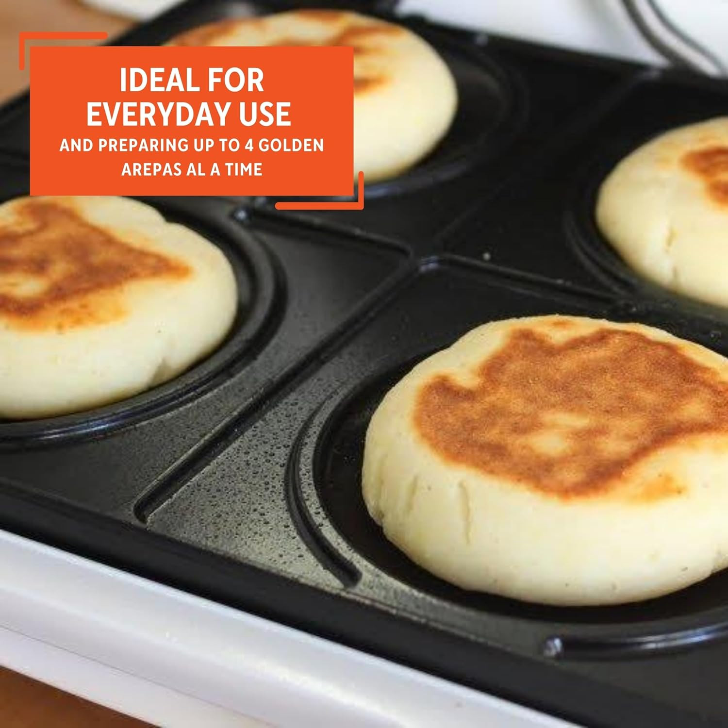 Imusa USA GAU-80300 4 Slot Electric Arepa Maker with Nonstick Surface (1,200-Wat