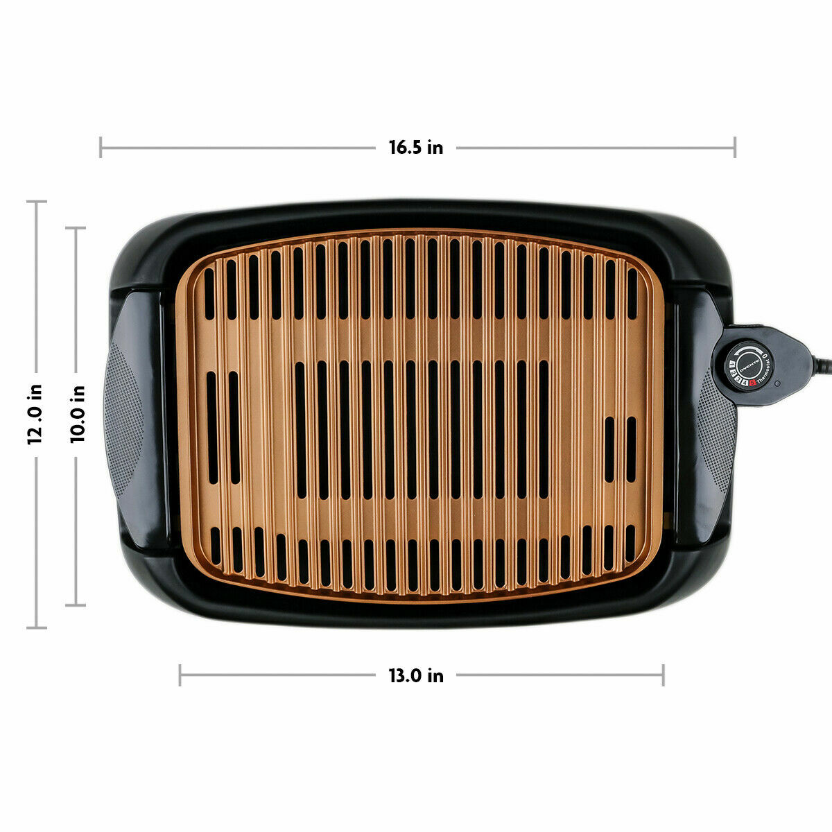 Ovente Electric Cooking Grill 13 x 10 Inch Nonstick Flat Plate Copper GD1632NLCO