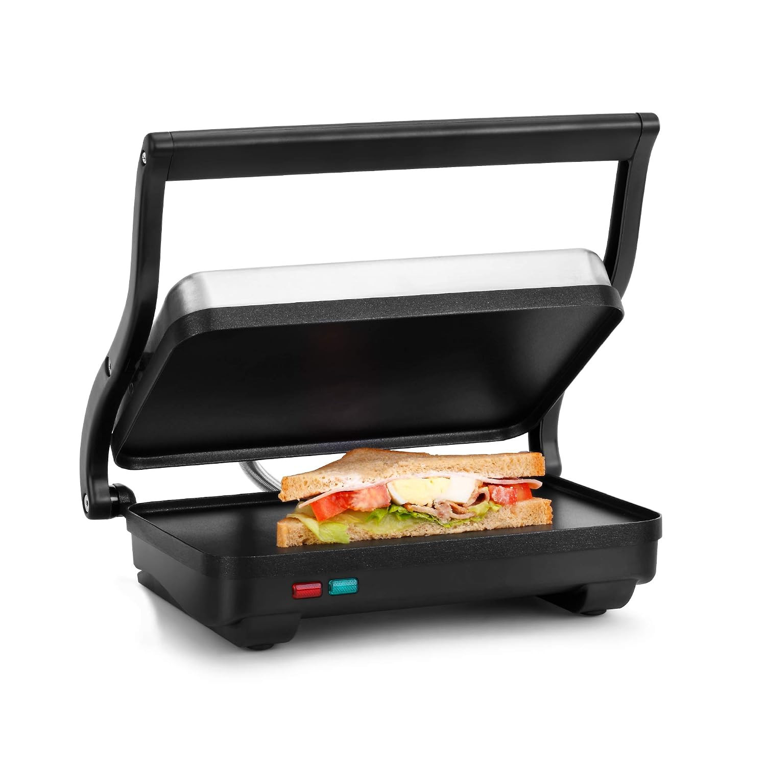 Electric Griddle for Toasting Sandwiches, Various Snacks – Black/Stainless Steel