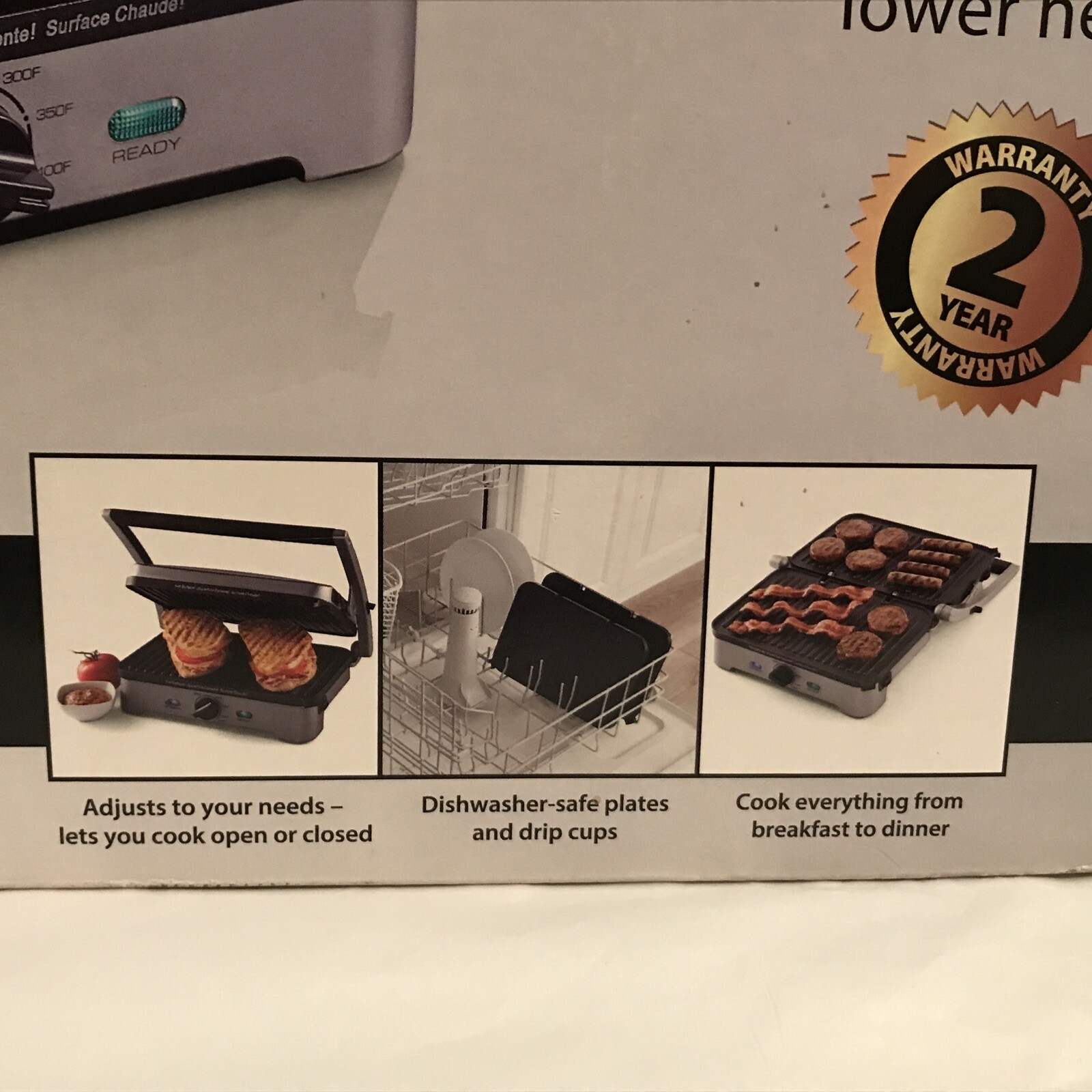 Farberware 3-in-1 NonStick Grill Panini Press Compact Grill Dishwasher Safe New