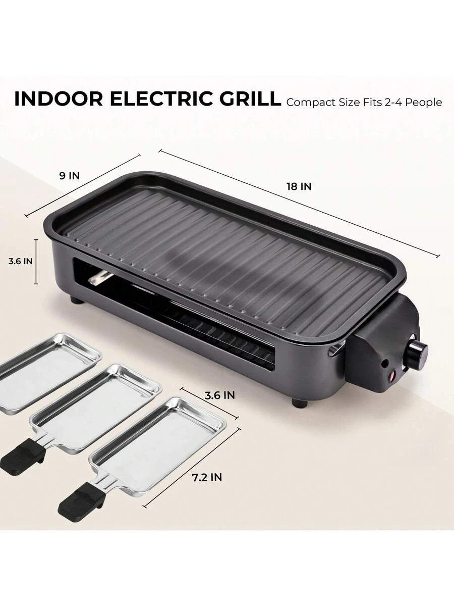 1700W Electric Indoor Grill 2-In-1 Griddle Removable Plates Non-Stick