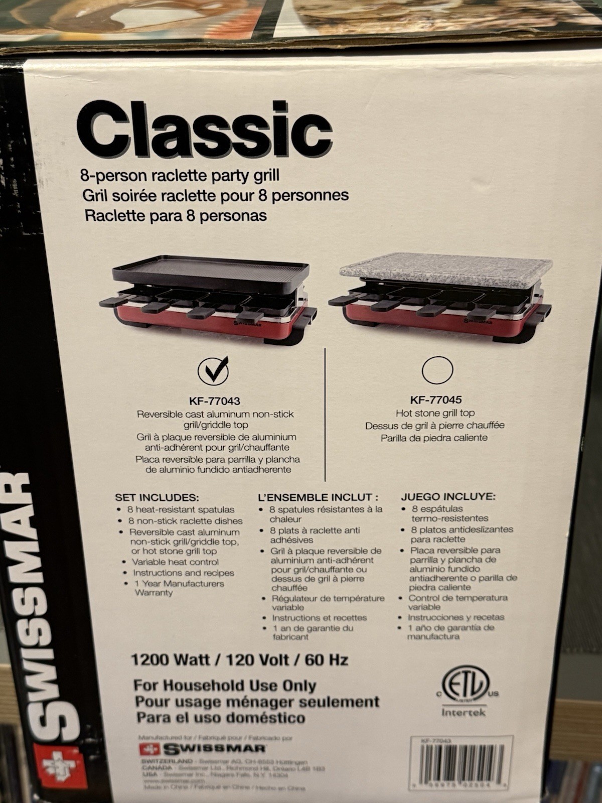 NIB Swissmar Classic Raclette 8 Person Grill with Cast Aluminum Grill Plate NEW