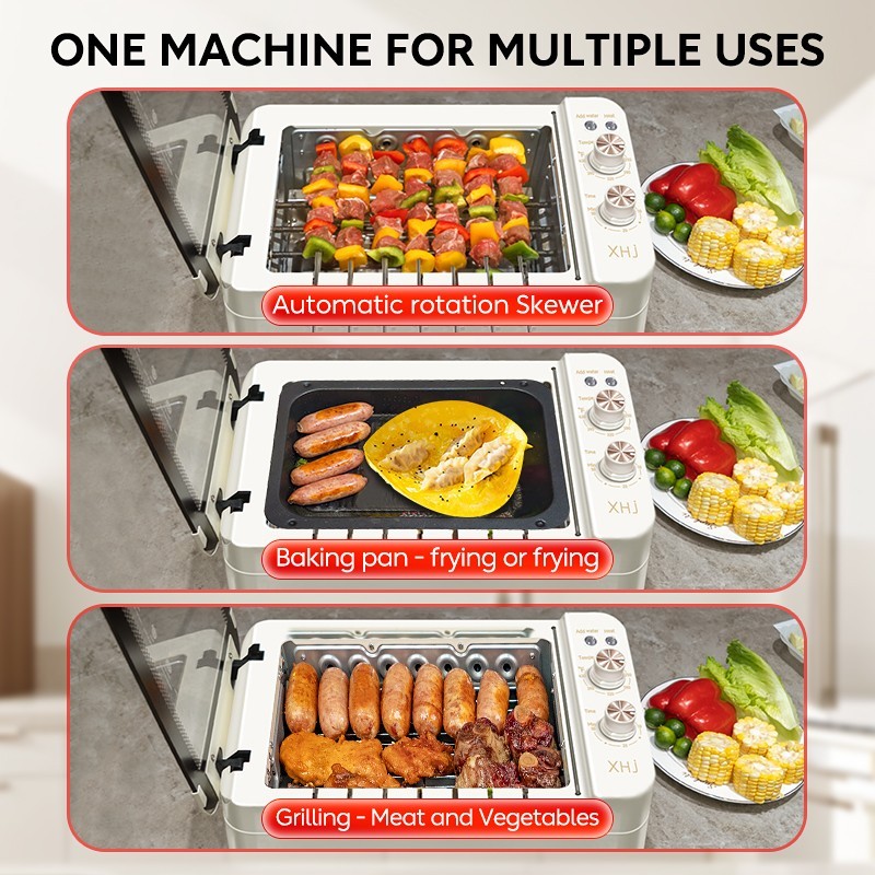 Indoor BBQ Kabob Skewers Grill,3 In 1 Indoor Electric Tabletop