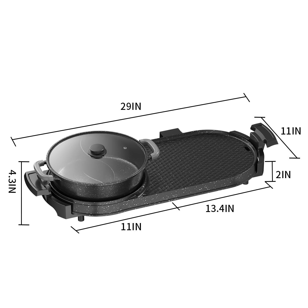 AORAN Grill and Hot Pot Combo for Indoor Cooking, 2200W Detachable Dual Zone …