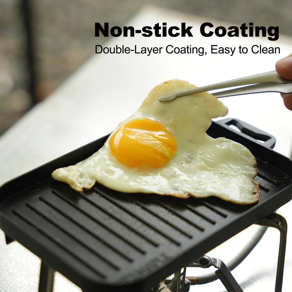 Compact Aluminium Alloy Mini Griddle Set with Stainless Steel Tongs – Portabl…