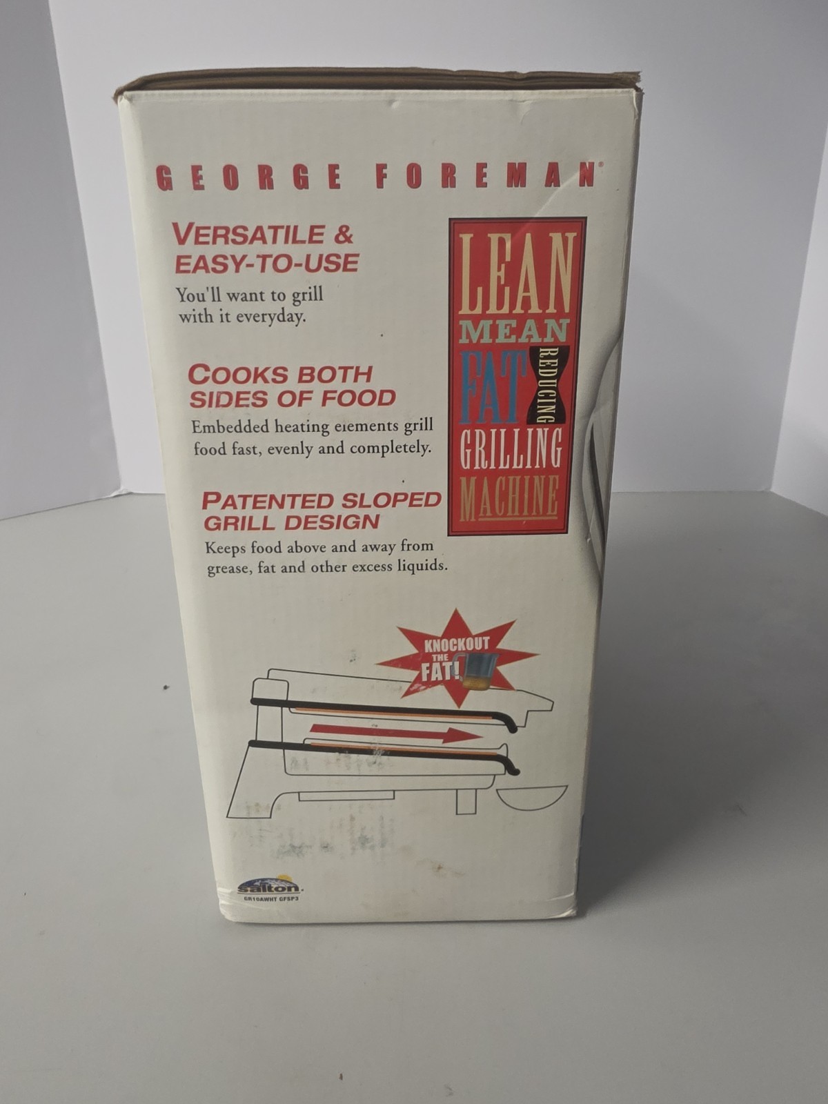George Foreman Champ Size Grill Lean Mean Fat Grilling Machine GR10A White, NEW
