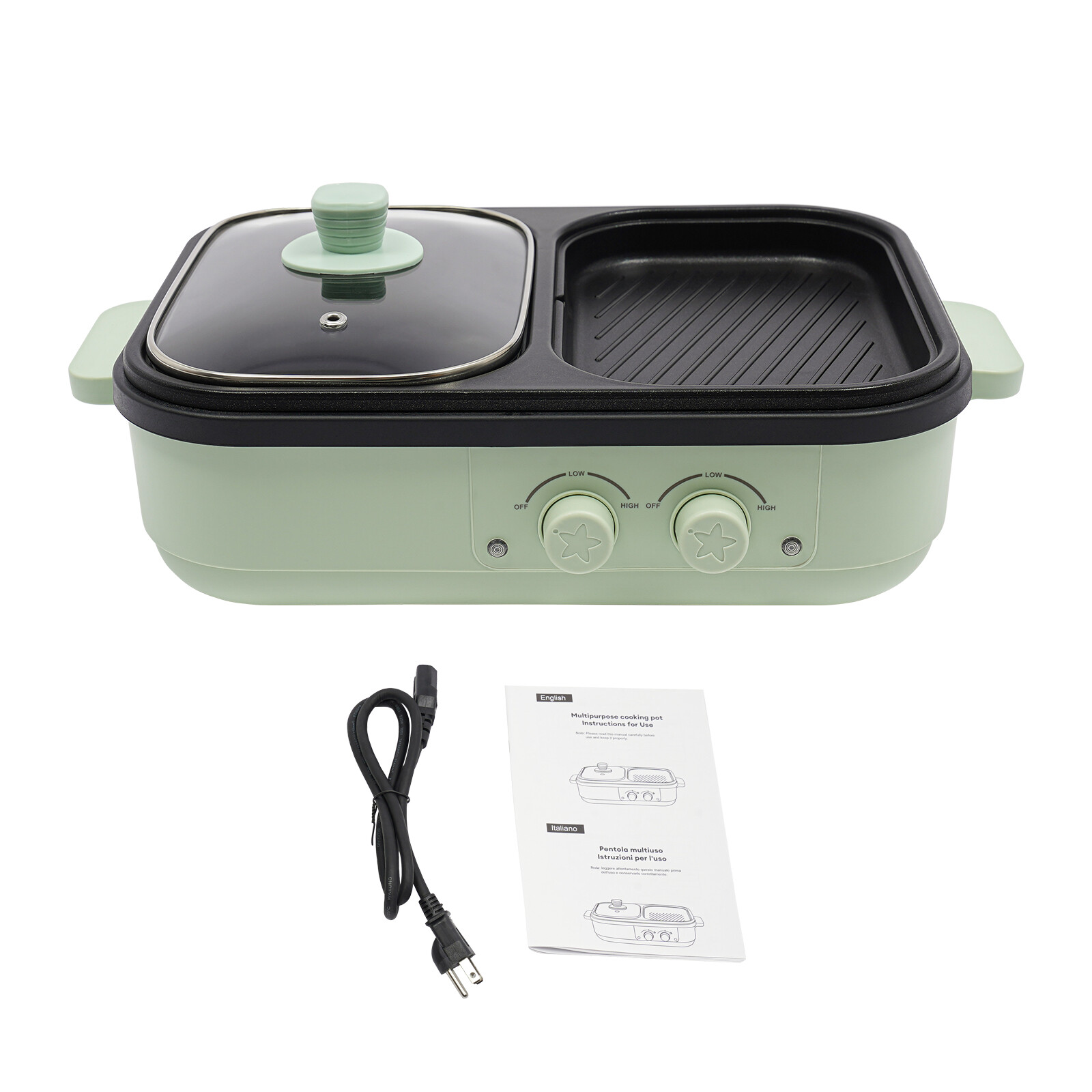 Electric Hot Pot With Grill Area, Multi-purpose Hot Pot, 2-In-1 Electric Hot Pot