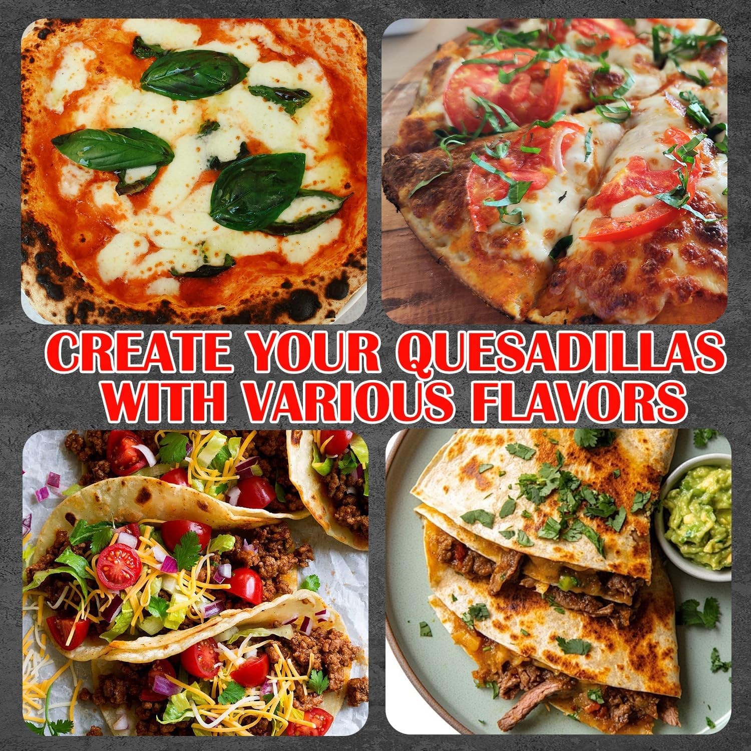 Electric Quesadilla Maker 10 Inch 6-Wedge Quesadilla Press W/ Extra Stuffing