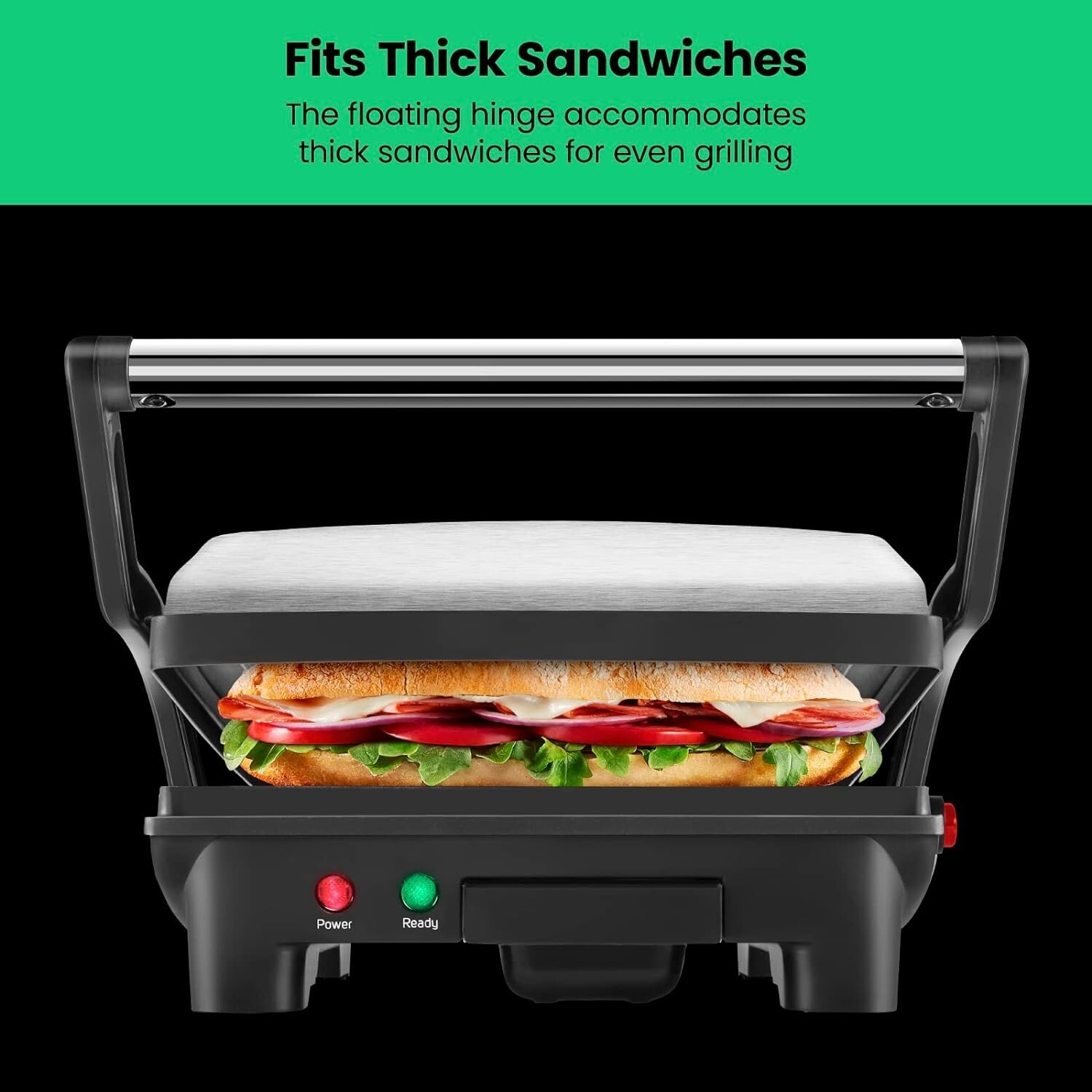 and Gourmet Sandwich Maker Non-Stick Coated Plates, Opens 180 Degrees to Fit …