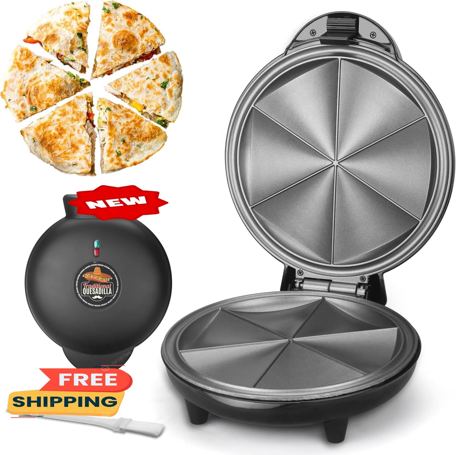 Quesadilla Eléctrica con Diseño Extra Relleno, 24 cm con Rebanada Fácil para 6 Q