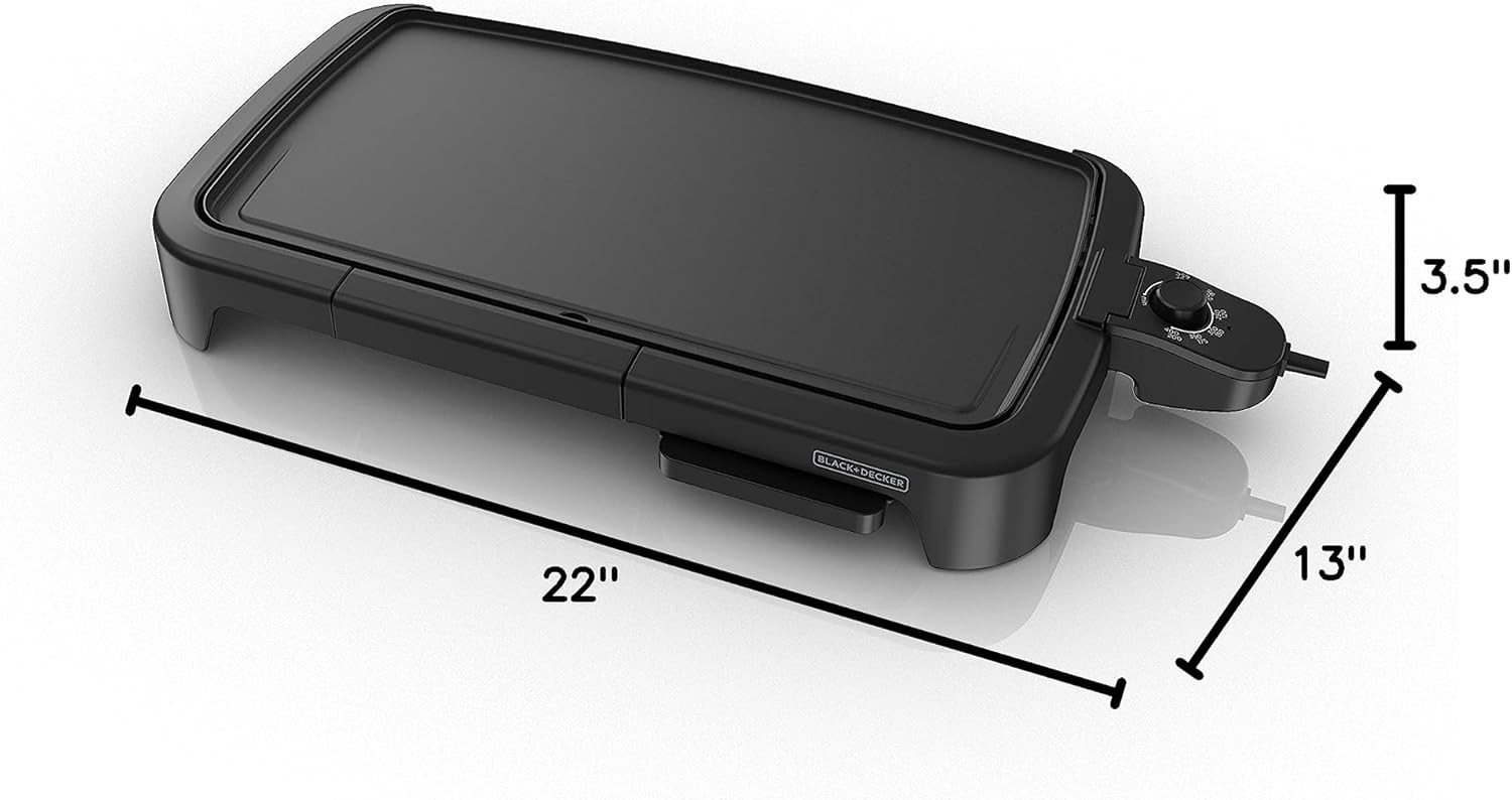 8-Serving Electric Griddle Non-Stick Cooking Warming Tray Removable Drip Tray