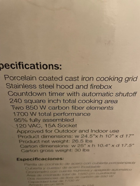 Grandhall Tabletop Electric Infrared Grill GEG10A