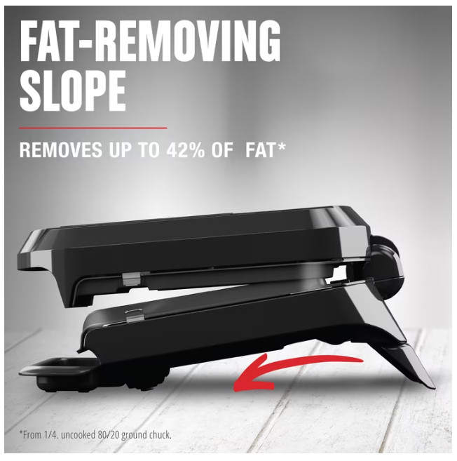George Foreman 4-Serving Electric Grill Panini Press Removable Plates