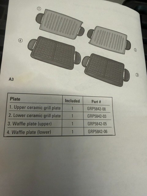 George Foreman EVOLVE Grill Replacement WAFFLE Plates Upper & Lower GRP582-05/06