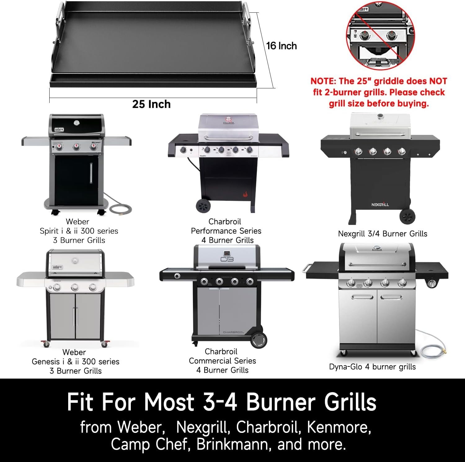 Nonstick Griddle for Gas Grill, 25″ x 16″ Ceramic Coated Flat Top Griddle for…