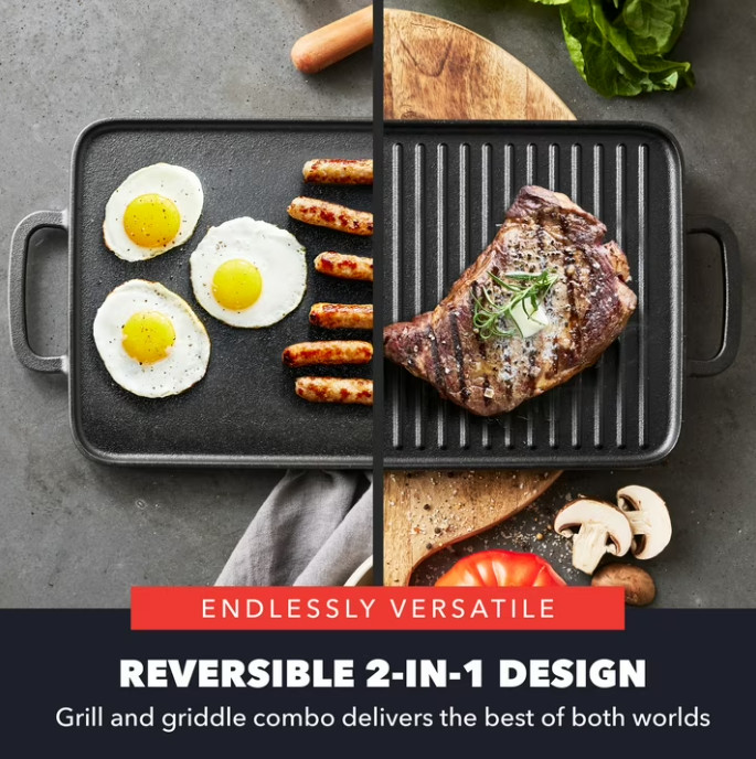 GreenPan Bobby Flay 11″ Cast Iron Reversible Grill/Griddle