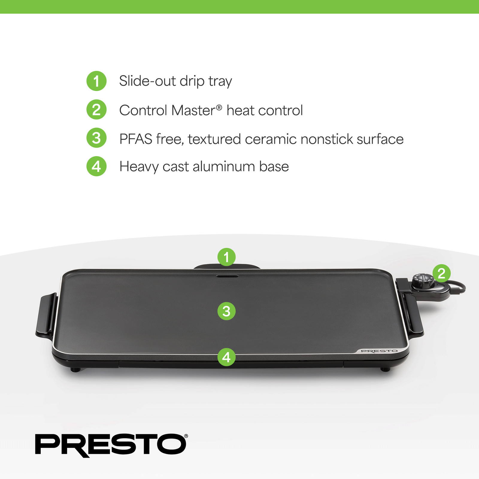 Presto 22″ Slimline Griddle with Removable Handles and Ceramic Nonstick Surface