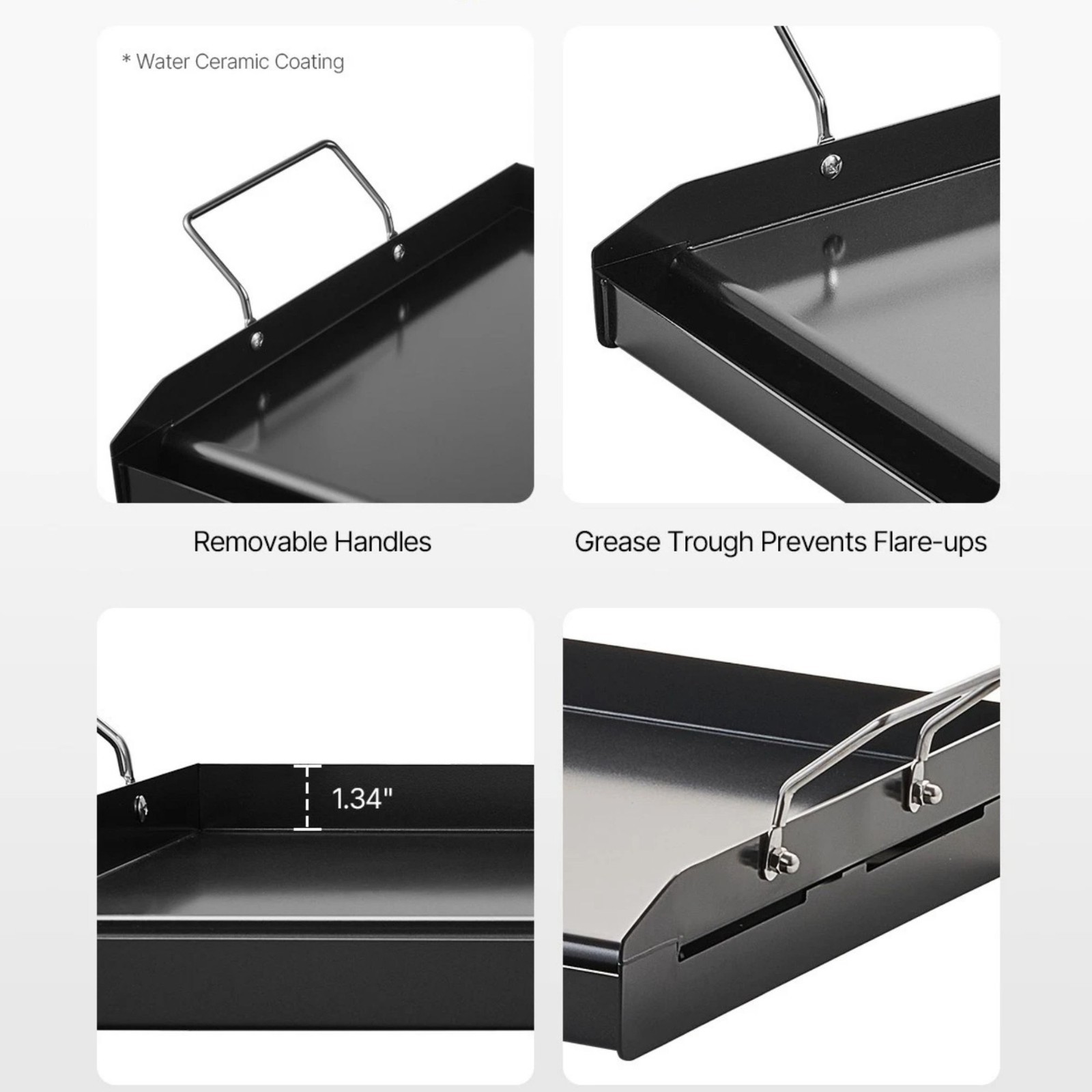 24×16 in Flat Top Griddle Carbon Steel Universal BBQ Grill Pan Cookware