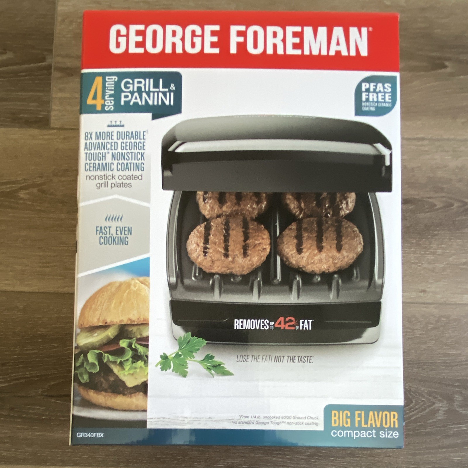 George Foreman GR340FBX 4-Serving Grill & Panini Press Non-Stick 1000W Black