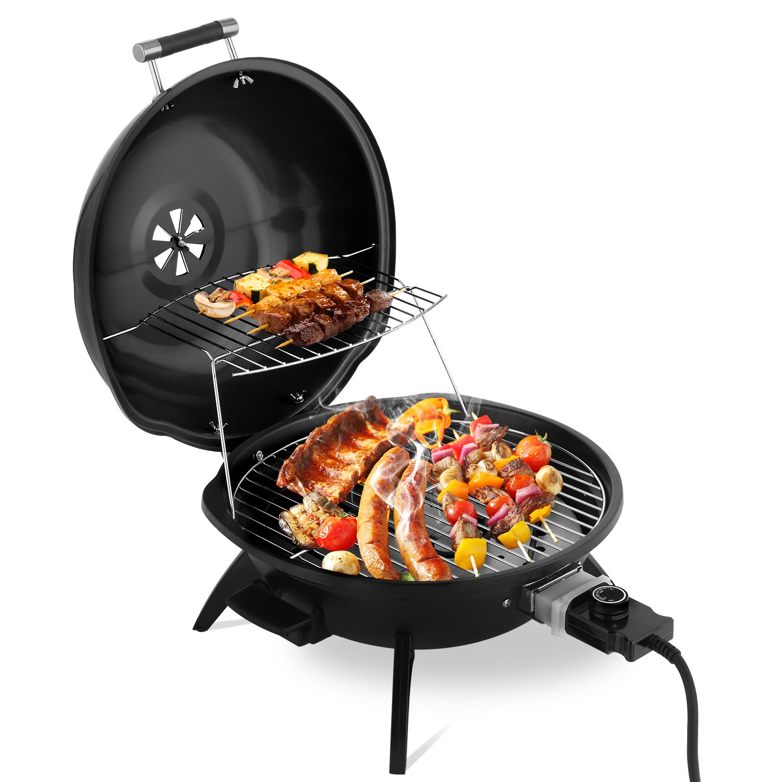 Electric Countertop BBQ Grill, Portable Double Layer Indoor/Outdoor 1600W